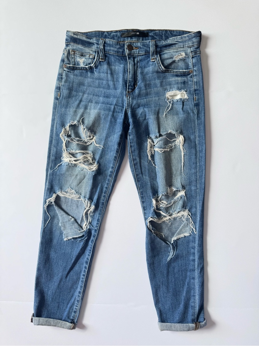Joe's Jeans Dark Blue Ripped Boyfriend Jeans